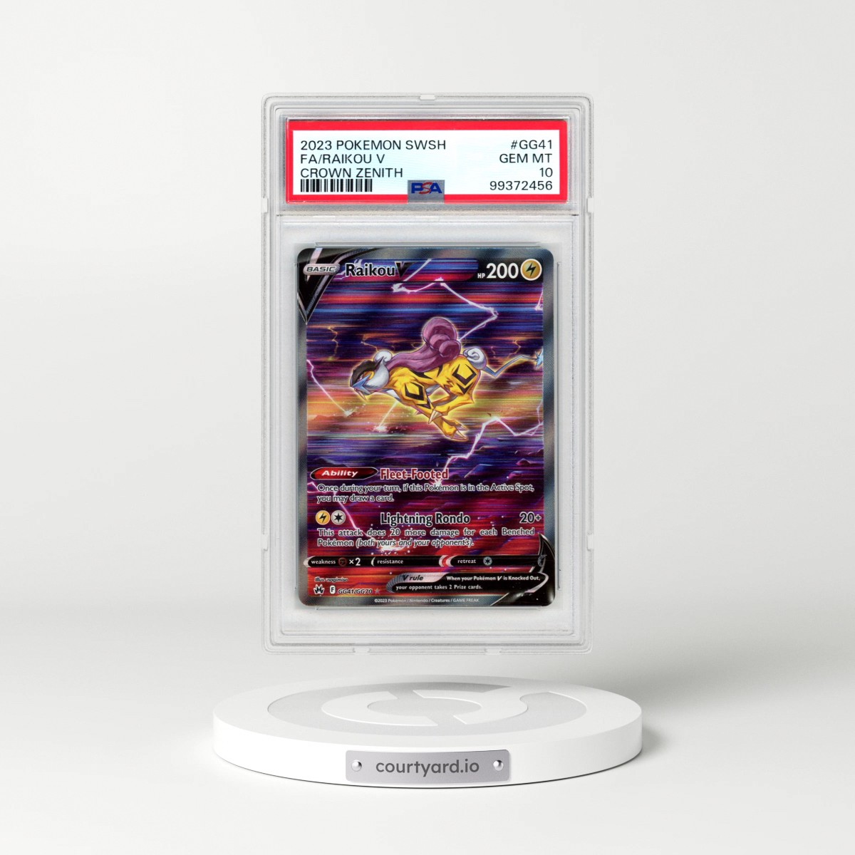 2023 Pokémon Sword and Shield Crown Zenith #GG41 Raikou V - Holo Full Art (PSA 10 GEM MINT)