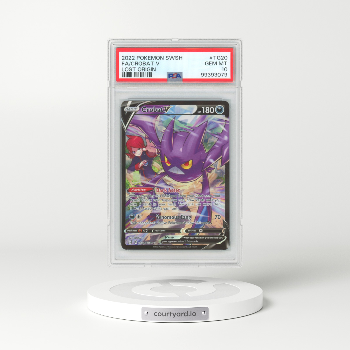 2022 Pokémon Sword & Shield Lost Origin #TG20 Crobat V - Holo Full Art (PSA 10 GEM MINT)
