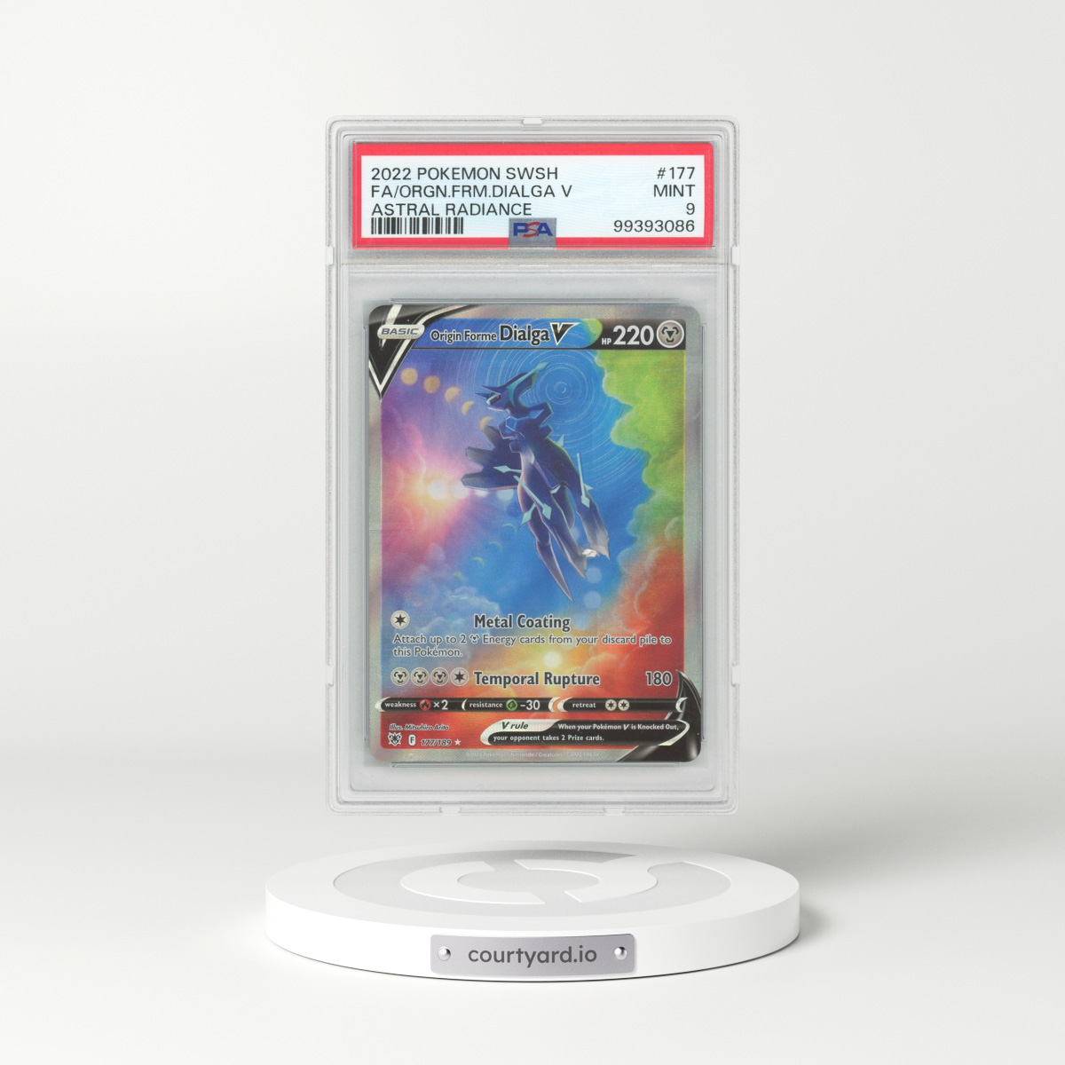 2022 Pokémon Sword & Shield Astral Radiance #177 Origin Forme Dialga V - Holo Full Art (PSA 9 MINT)