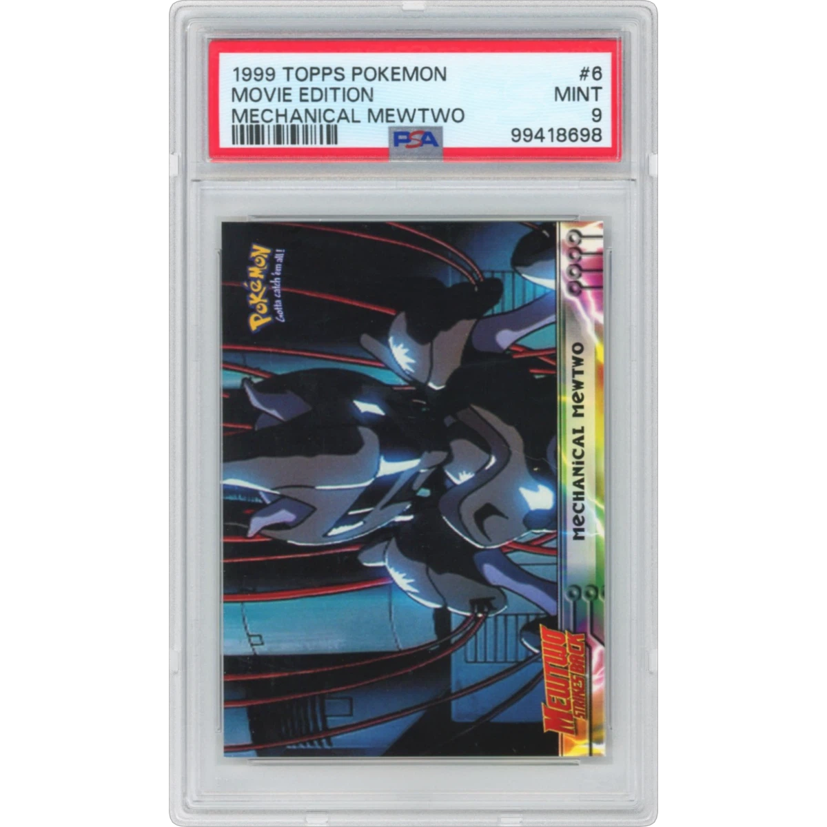 1999 Topps Pokémon the Movie Edt #6 Movie Edition - Mechanical Mewtwo (PSA 9 MINT)