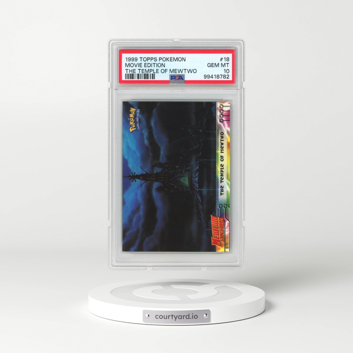 1999 Topps Pokémon the Movie Edt #18 Movie Edition - The Temple of Mewtwo (PSA 10 GEM MINT)