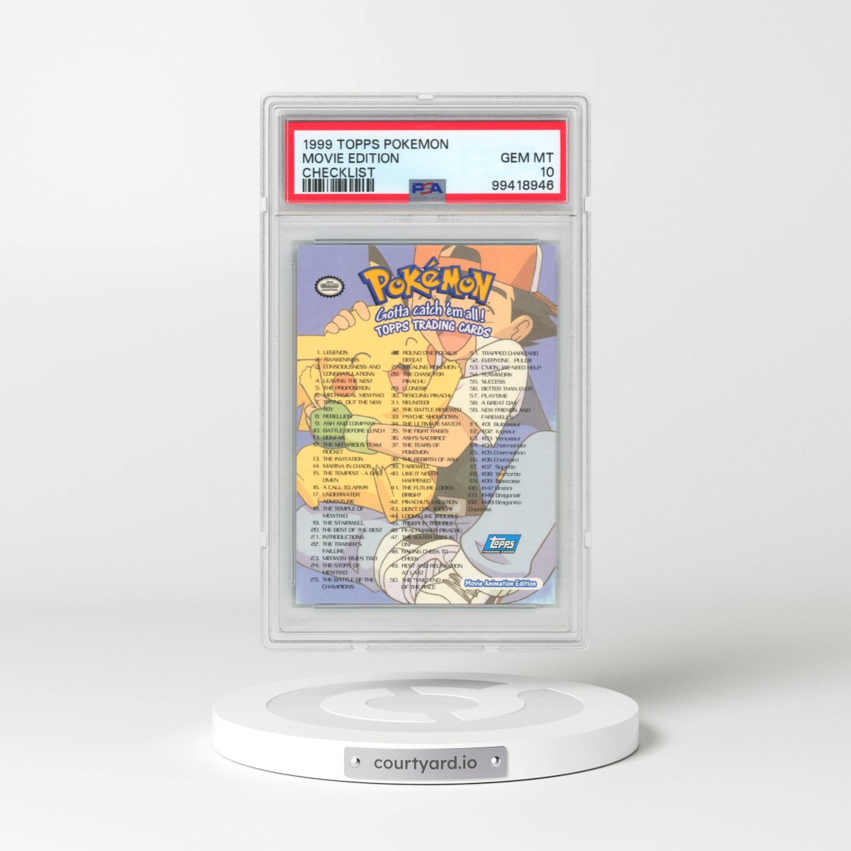 1999 Topps Pokémon the Movie Edt Movie Edition - Checklist (PSA 10 GEM MINT)