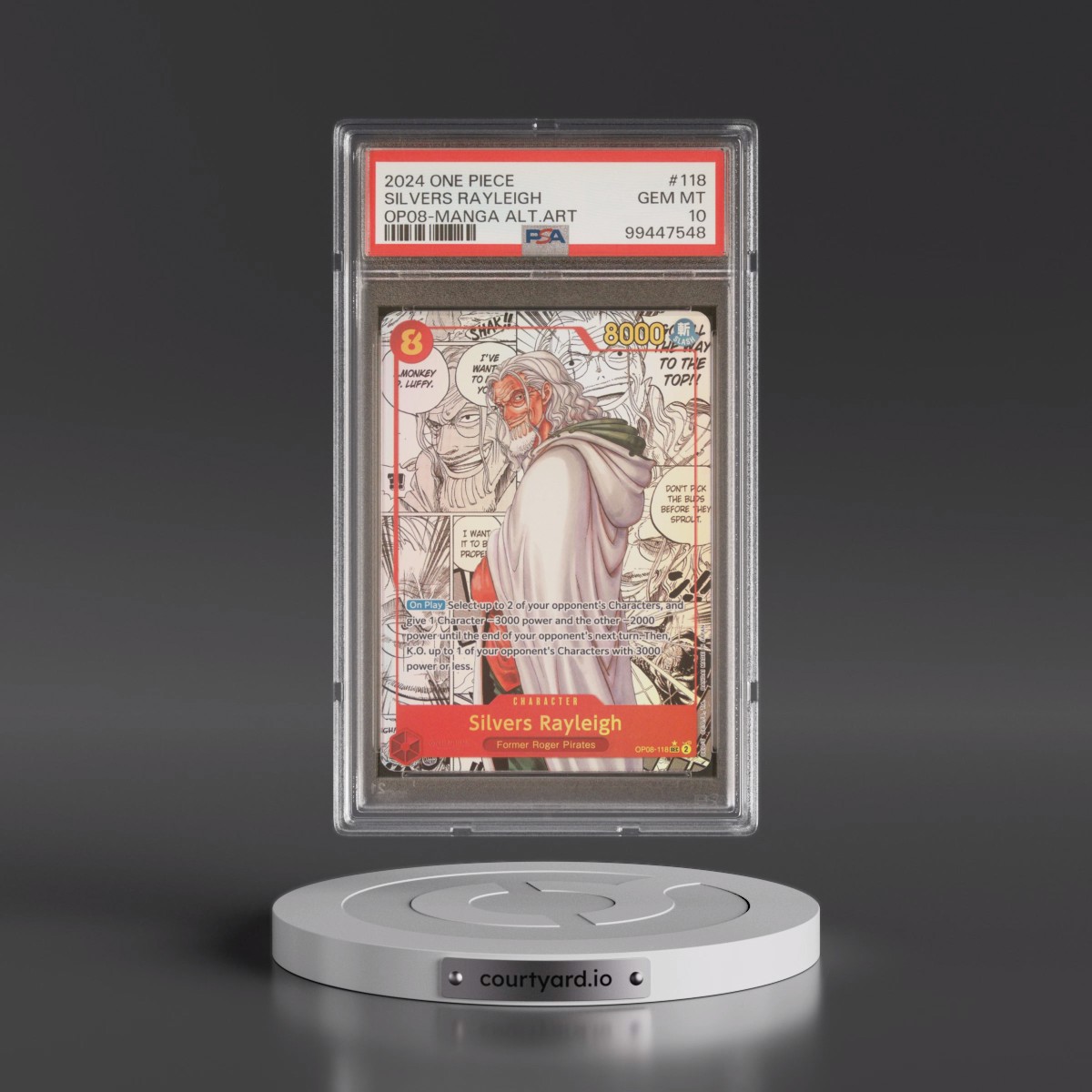 2024 One Piece OP08-Two Legends #118 Silvers Rayleigh - Manga Alternate Art (PSA 10 GEM MINT) - Photo