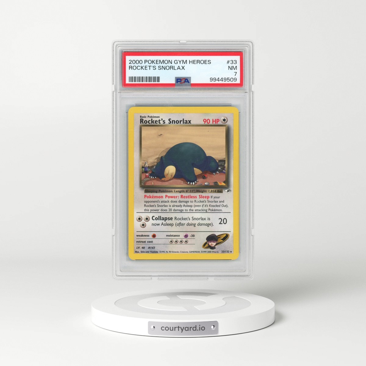 2000 Pokémon Gym Heroes #33 Rocket's Snorlax (PSA 7 NM)