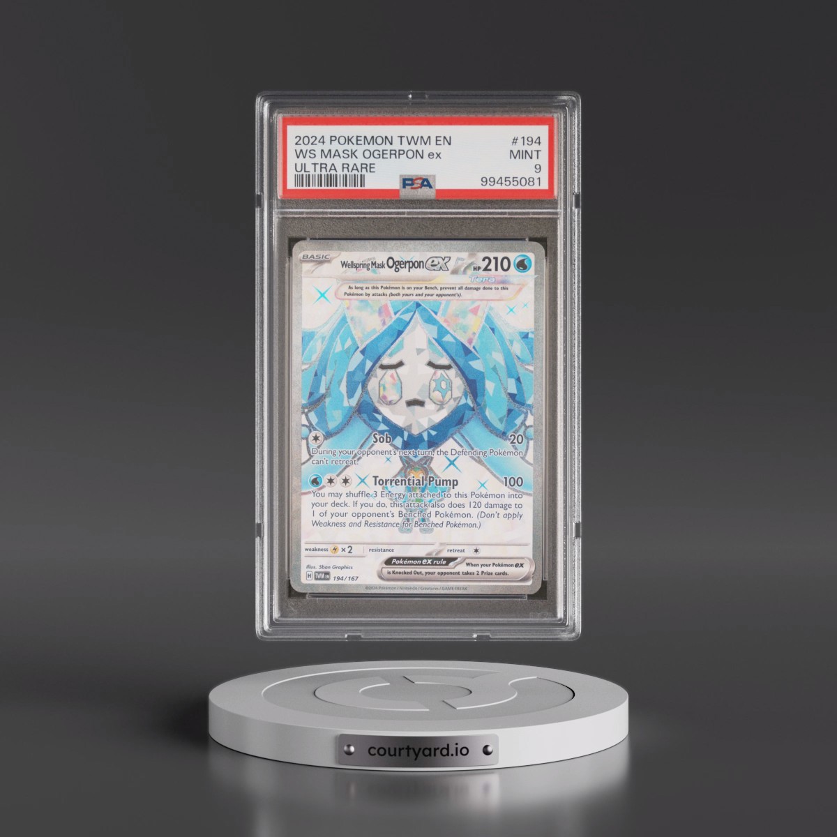2024 Pokémon Twm EN-Twilight Masquerade #194 Wellspring Mask Ogerpon EX - Holo Ultra Rare (PSA 9 MINT)