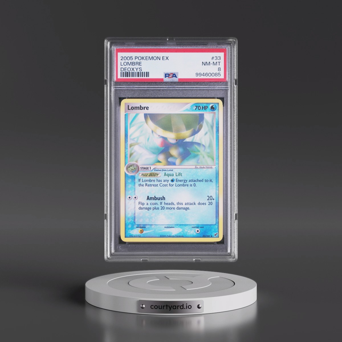 2005 Pokémon EX Deoxys #33 Lombre (PSA 8 NM-MT)