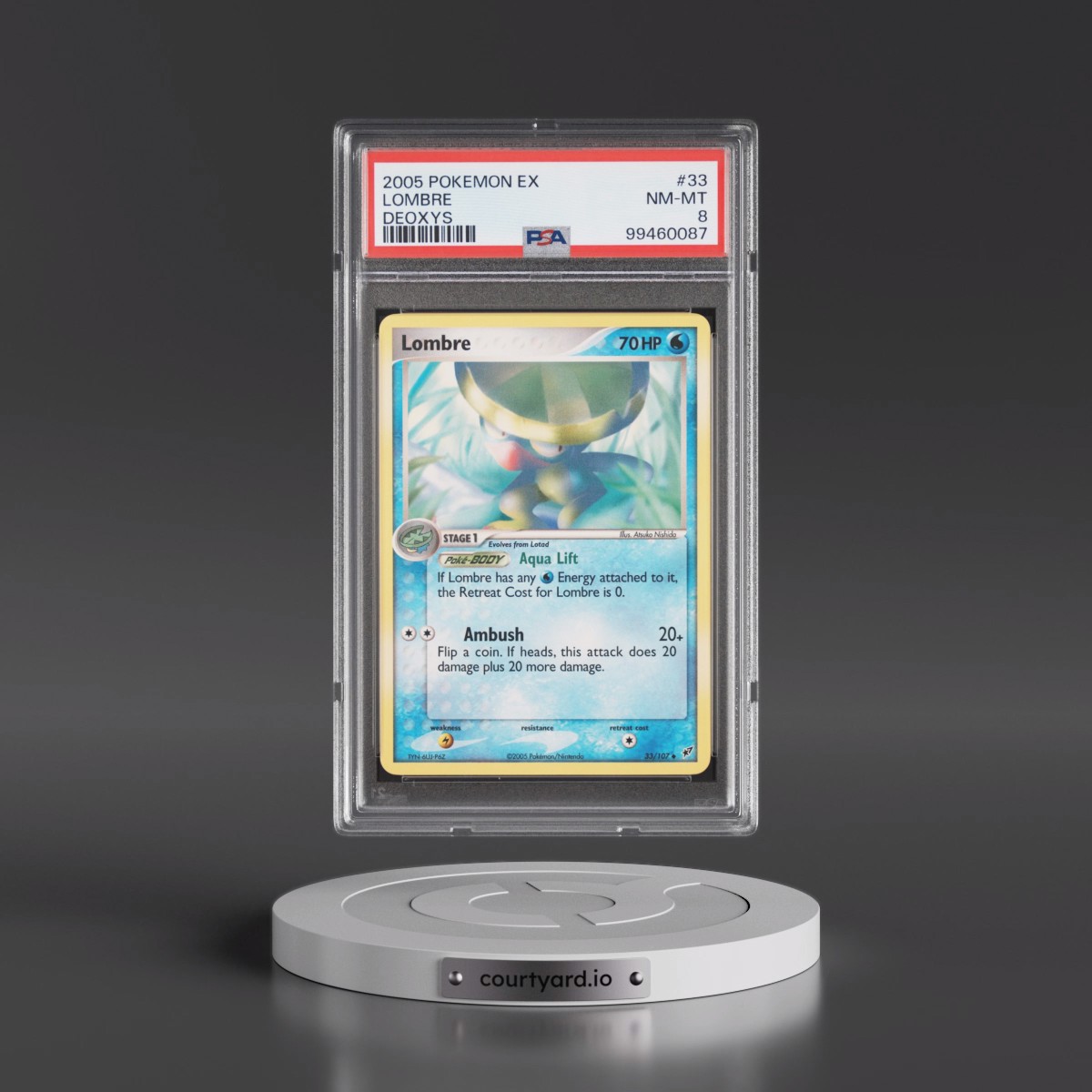 2005 Pokémon EX Deoxys #33 Lombre (PSA 8 NM-MT)