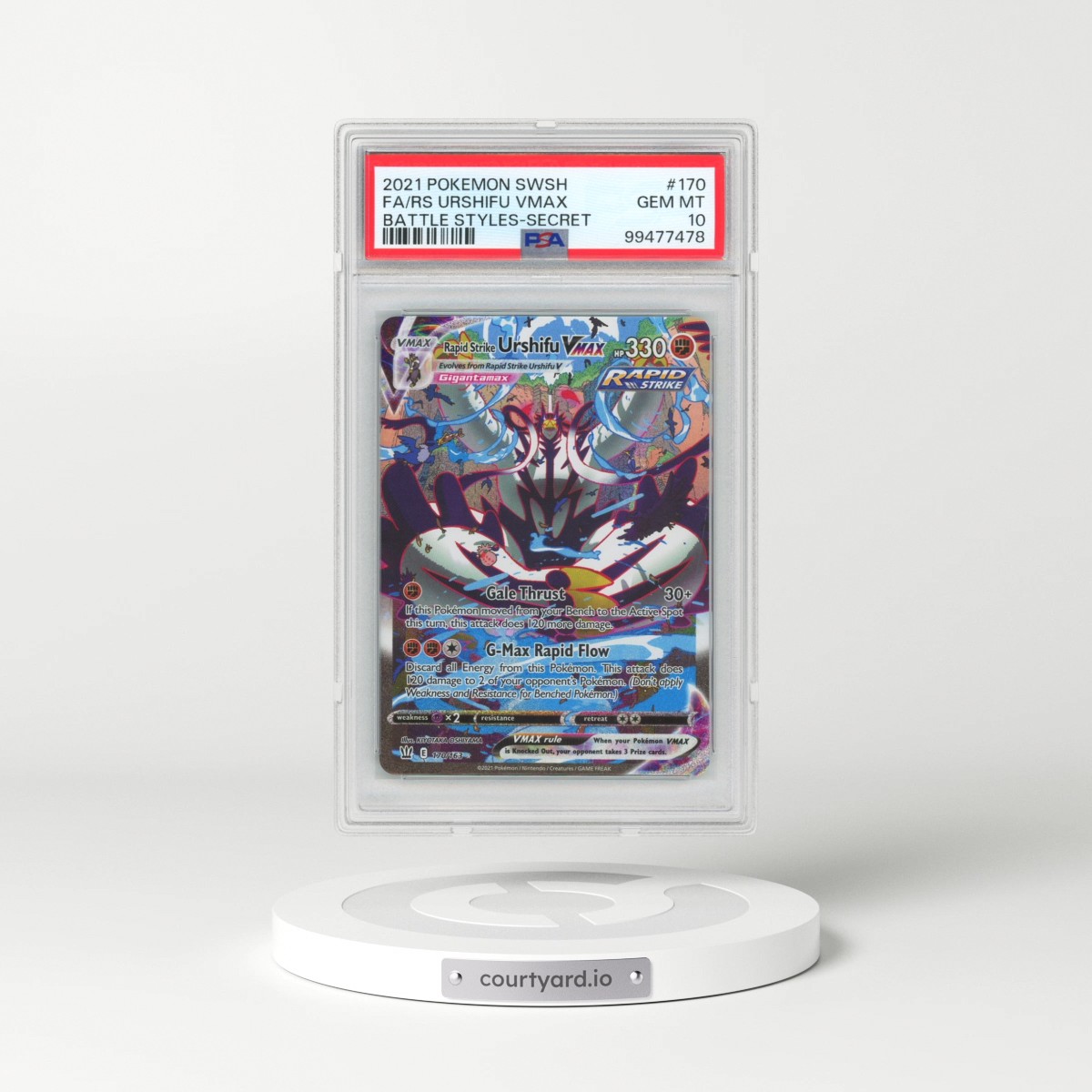 2021 Pokémon Sword & Shield Battle Styles #170 Rapid Strike Urshifu Vmax - Full Art Secret (PSA 10 GEM MINT)