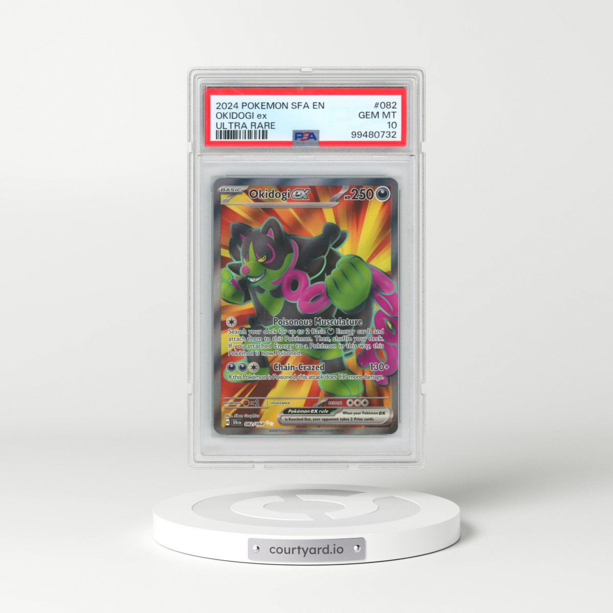 2024 Pokémon Sfa EN-Shrouded Fable #082 Okidogi EX - Holo Ultra Rare (PSA 10 GEM MINT)