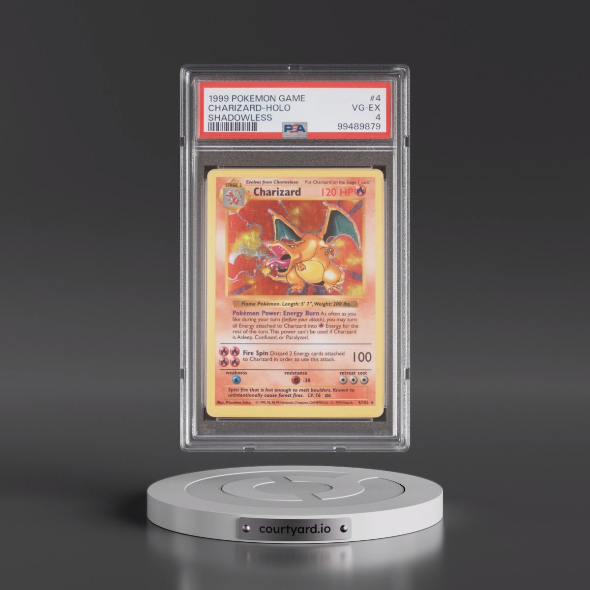 1999 Pokémon Game #4 Charizard - Holo Shadowless (PSA 4 VG-EX) - Photo