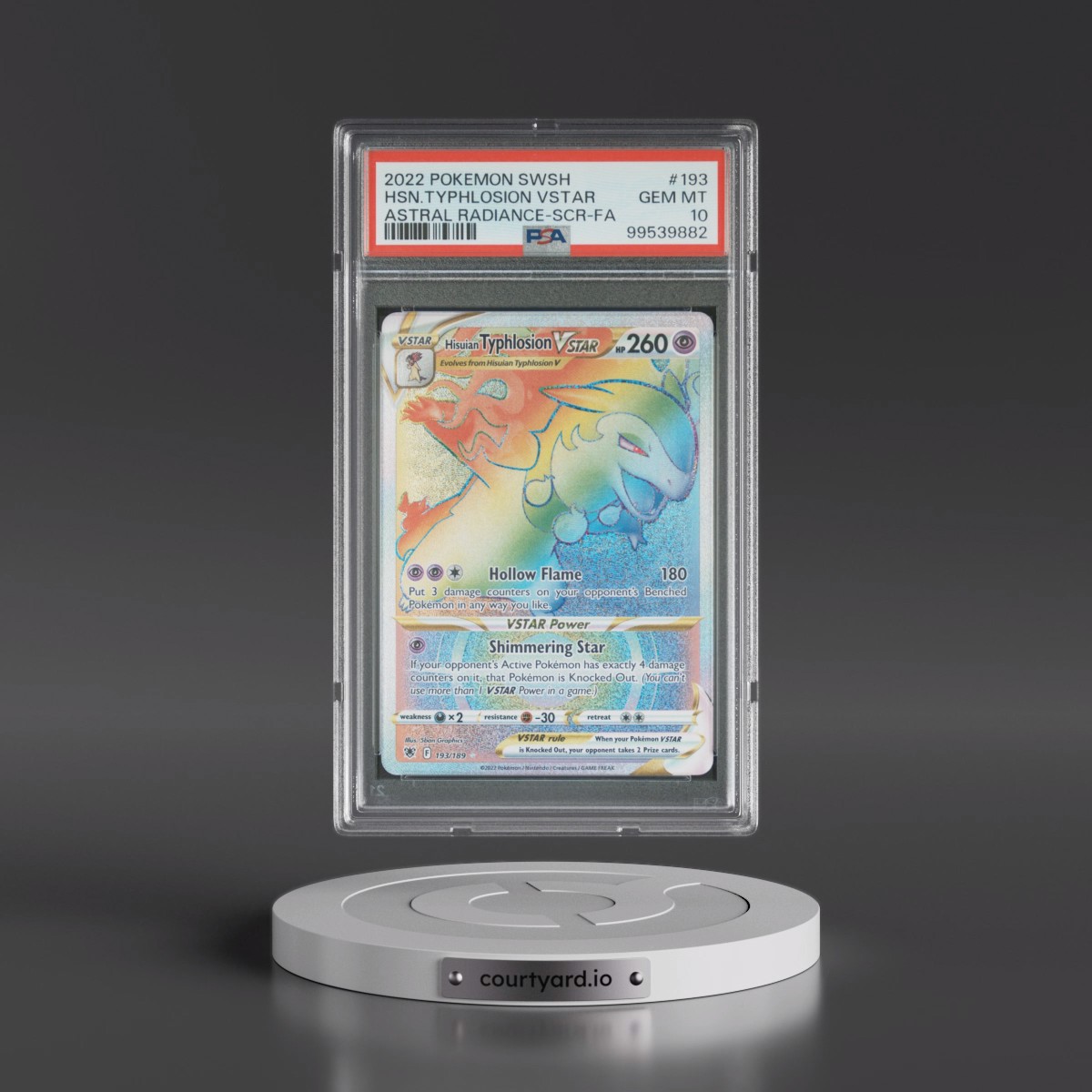 2022 Pokémon Sword & Shield Astral Radiance #193 Hisuian Typhlosion Vstar - Full Art Secret (PSA 10 GEM MINT)