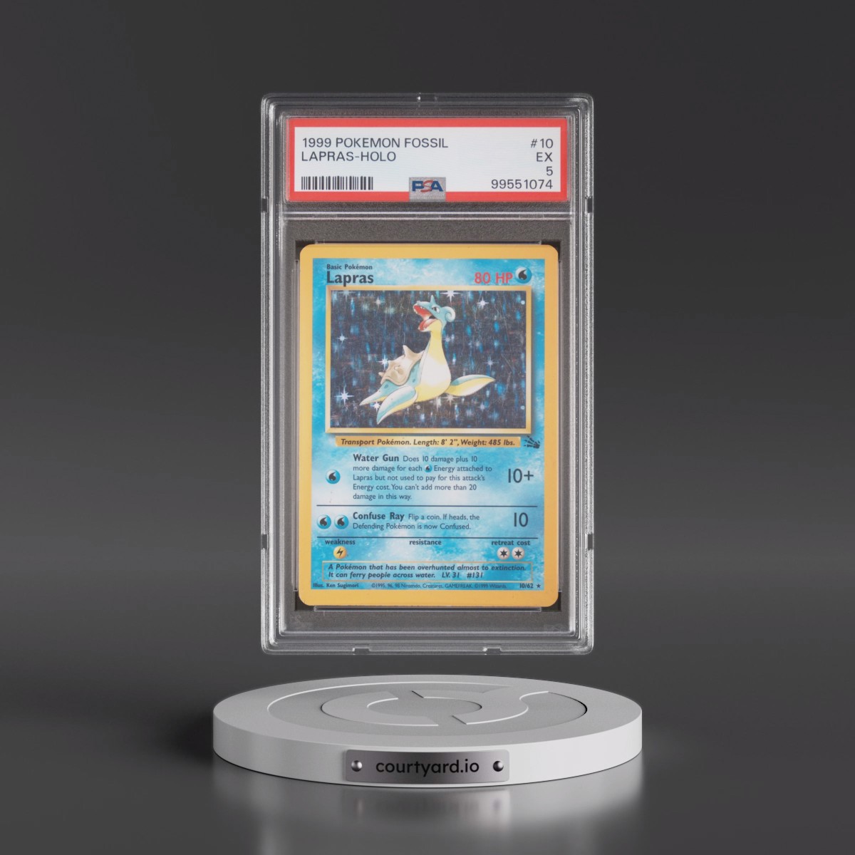 1999 Pokémon Fossil #10 Lapras - Holo (PSA 5 EX)