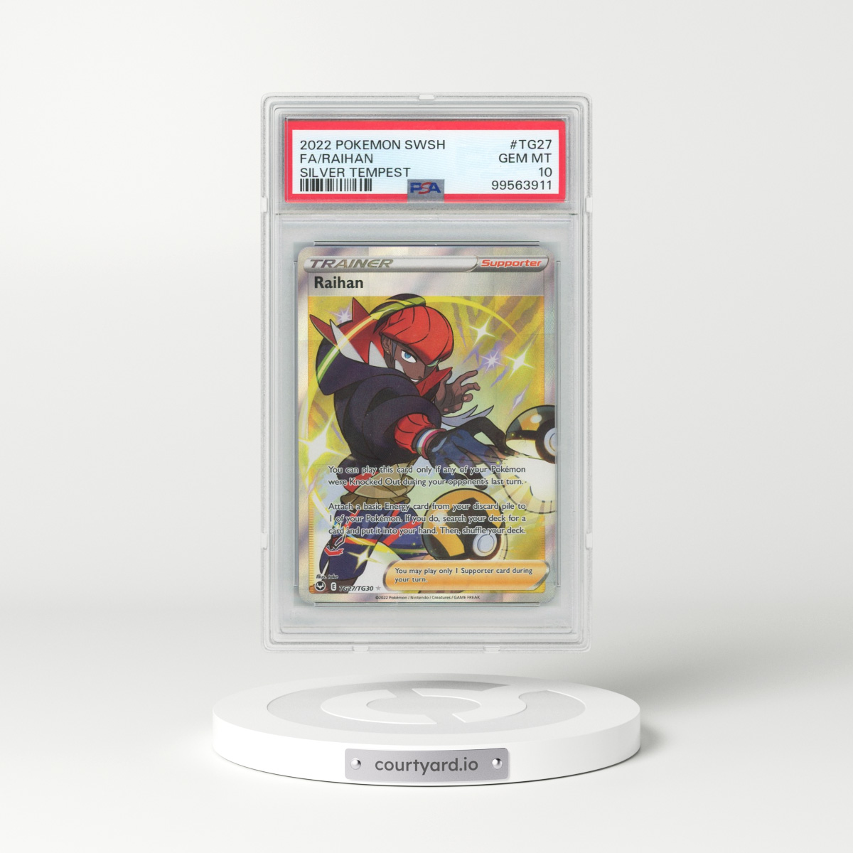 2022 Pokémon Sword & Shield Silver Tempest #TG27 Raihan - Full Art (PSA 10 GEM MINT)