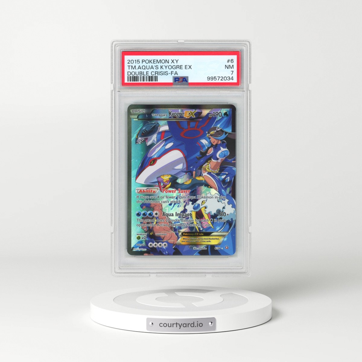 2015 Pokémon XY Double Crisis #6 Team Aqua's Kyogre EX - Holo Full Art (PSA 7 NM)