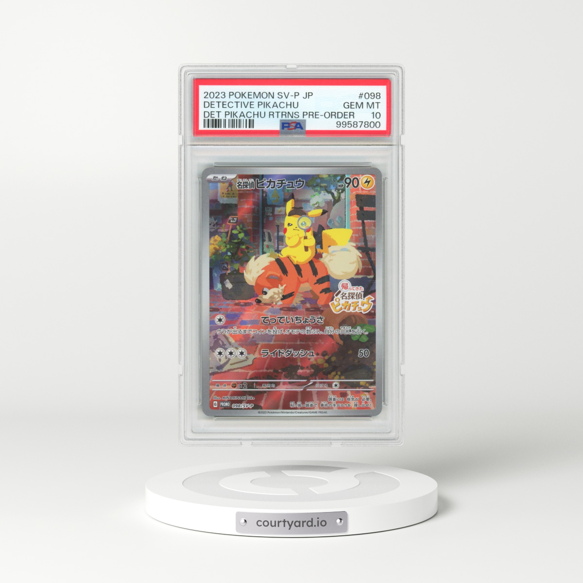 2023 Pokémon SV-P Promo #098 Detective Pikachu - Detective Pikachu Returns Pre-Order (PSA 10 GEM MINT)