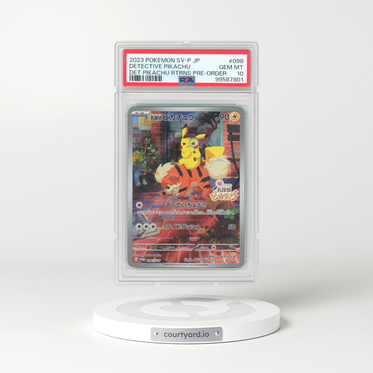 2023 Pokémon SV-P Promo #098 Detective Pikachu - Detective Pikachu Returns Pre-Order (PSA 10 GEM MINT)