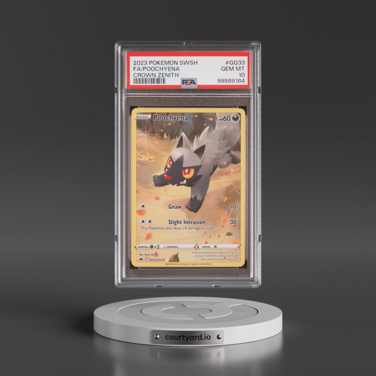 2023 Pokémon Sword and Shield Crown Zenith #GG33 Poochyena - Full Art (PSA 10 GEM MINT)