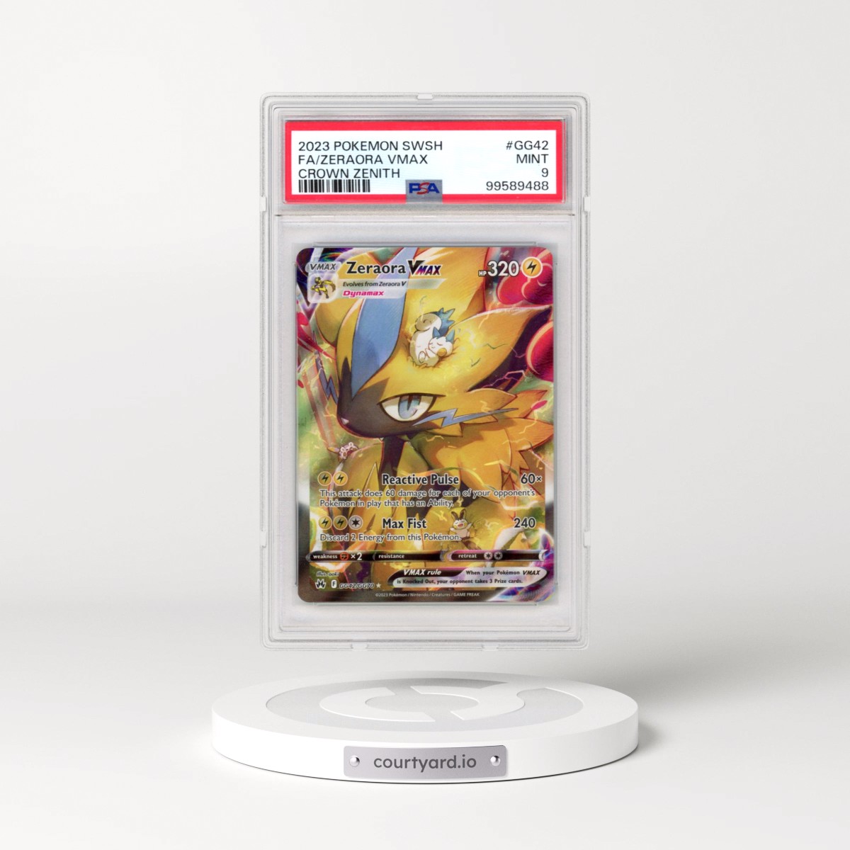 2023 Pokémon Sword and Shield Crown Zenith #GG42 Zeraora Vmax - Full Art (PSA 9 MINT)