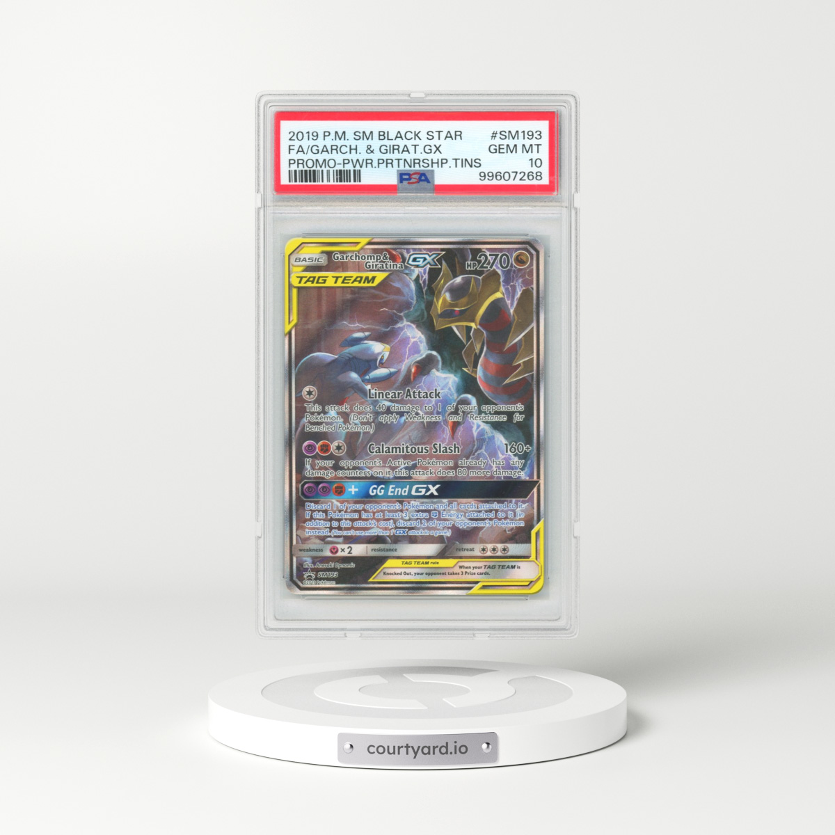 2016 Black Star Promos - Sun & Moon #SM193 Garchomp & Giratina GX - Holo Power Partnership Tins (PSA 10 GEM MINT)