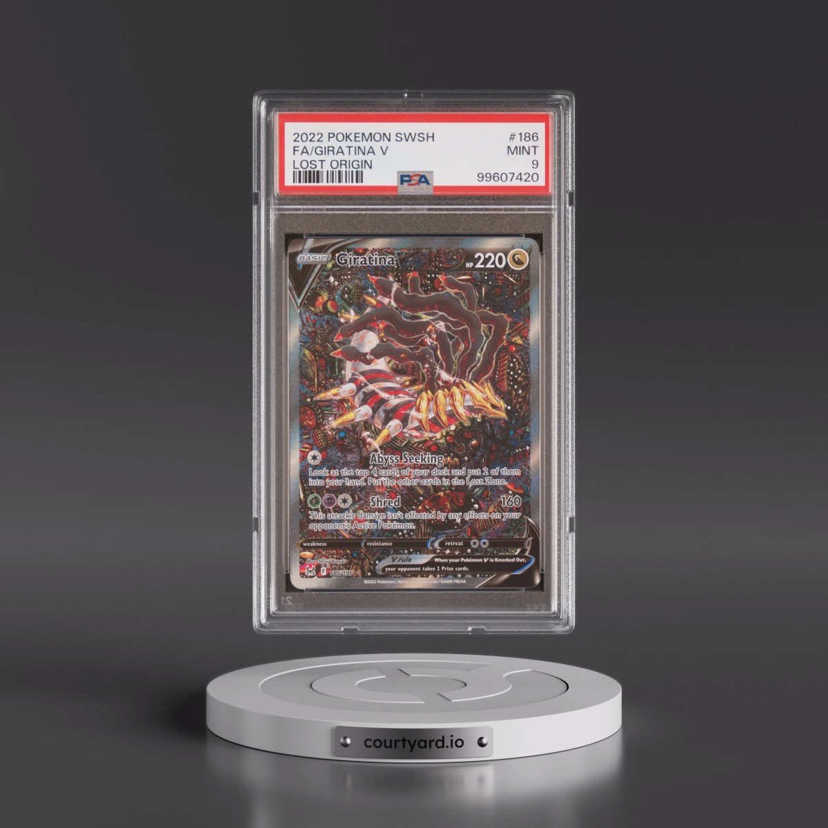 2022 Pokémon Sword & Shield Lost Origin #186 Giratina V - Holo Full Art (PSA 9 MINT)