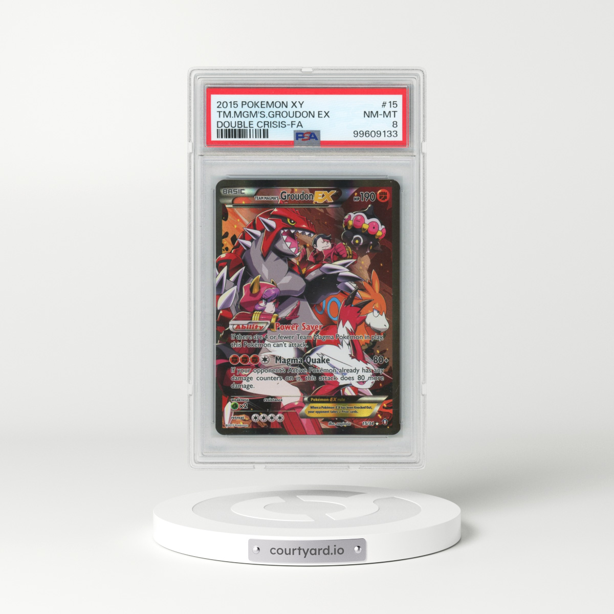 2015 Pokémon XY Double Crisis #15 Team Magma's Groudon EX - Holo Full Art (PSA 8 NM-MT)