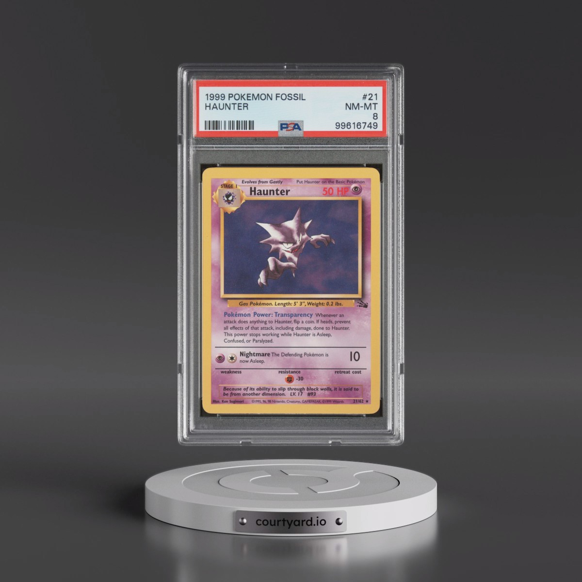 1999 Pokémon Fossil #21 Haunter (PSA 8 NM-MT)