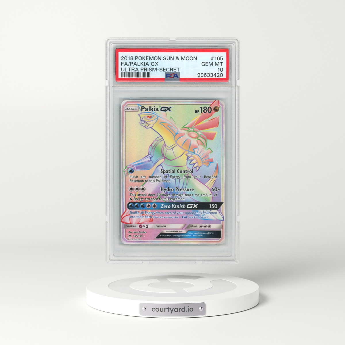 2018 Pokémon Sun & Moon Ultra Prism #165 Palkia GX - Holo Full Art Secret (PSA 10 GEM MINT)