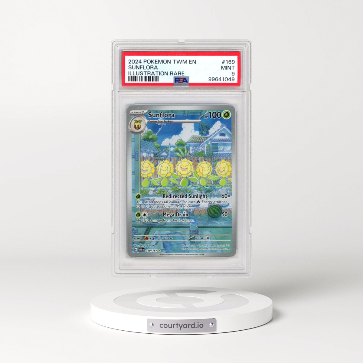 2024 Pokémon Twm EN-Twilight Masquerade #169 Sunflora - Illustration Rare (PSA 9 MINT)