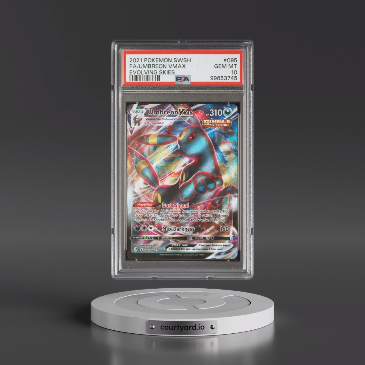 2021 Pokémon Sword & Shield Evolving Skies #095 Umbreon Vmax - Full Art (PSA 10 GEM MINT)