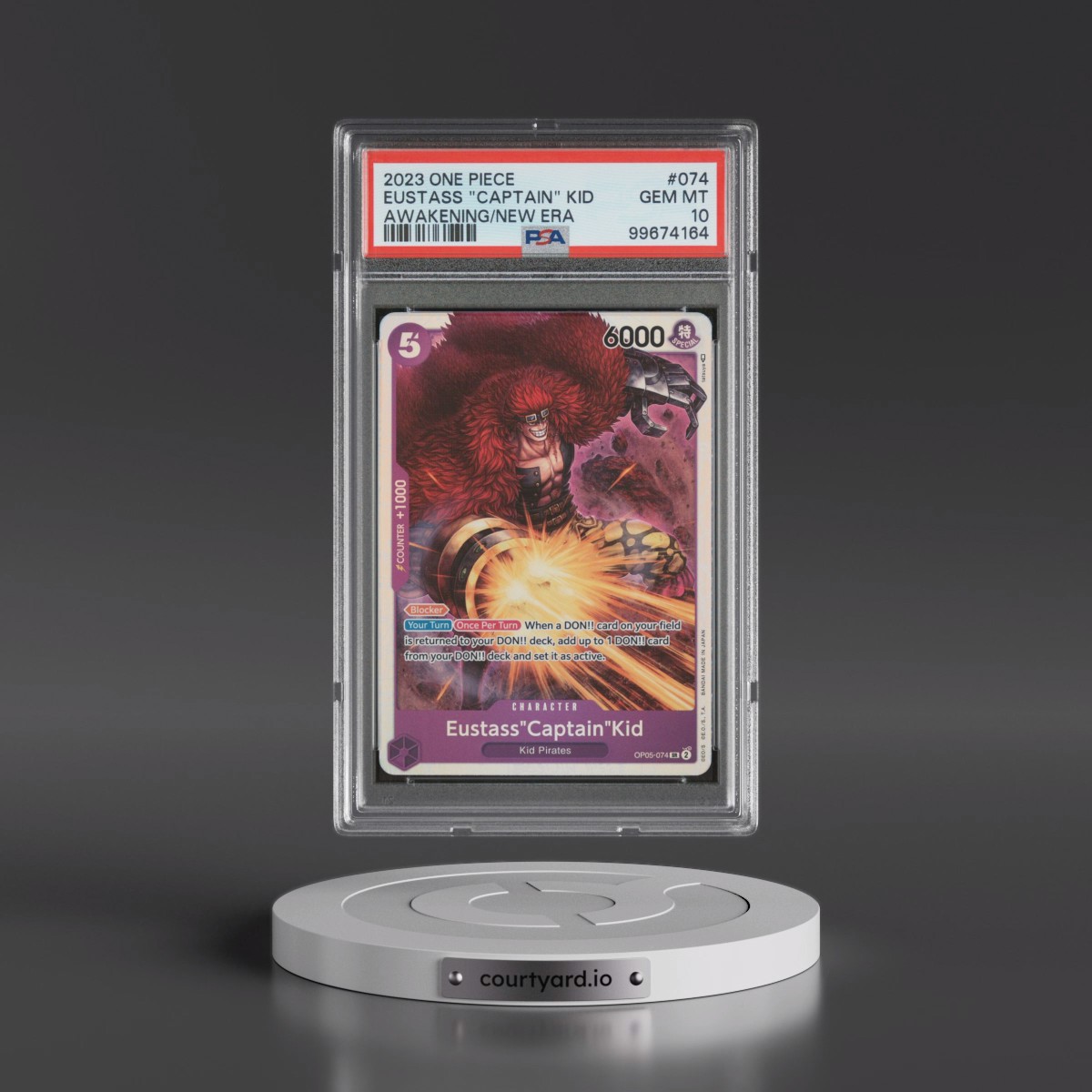 2023 One Piece OP05-Awakening of the New Era #074 Eustass "Captain" Kid (PSA 10 GEM MINT)