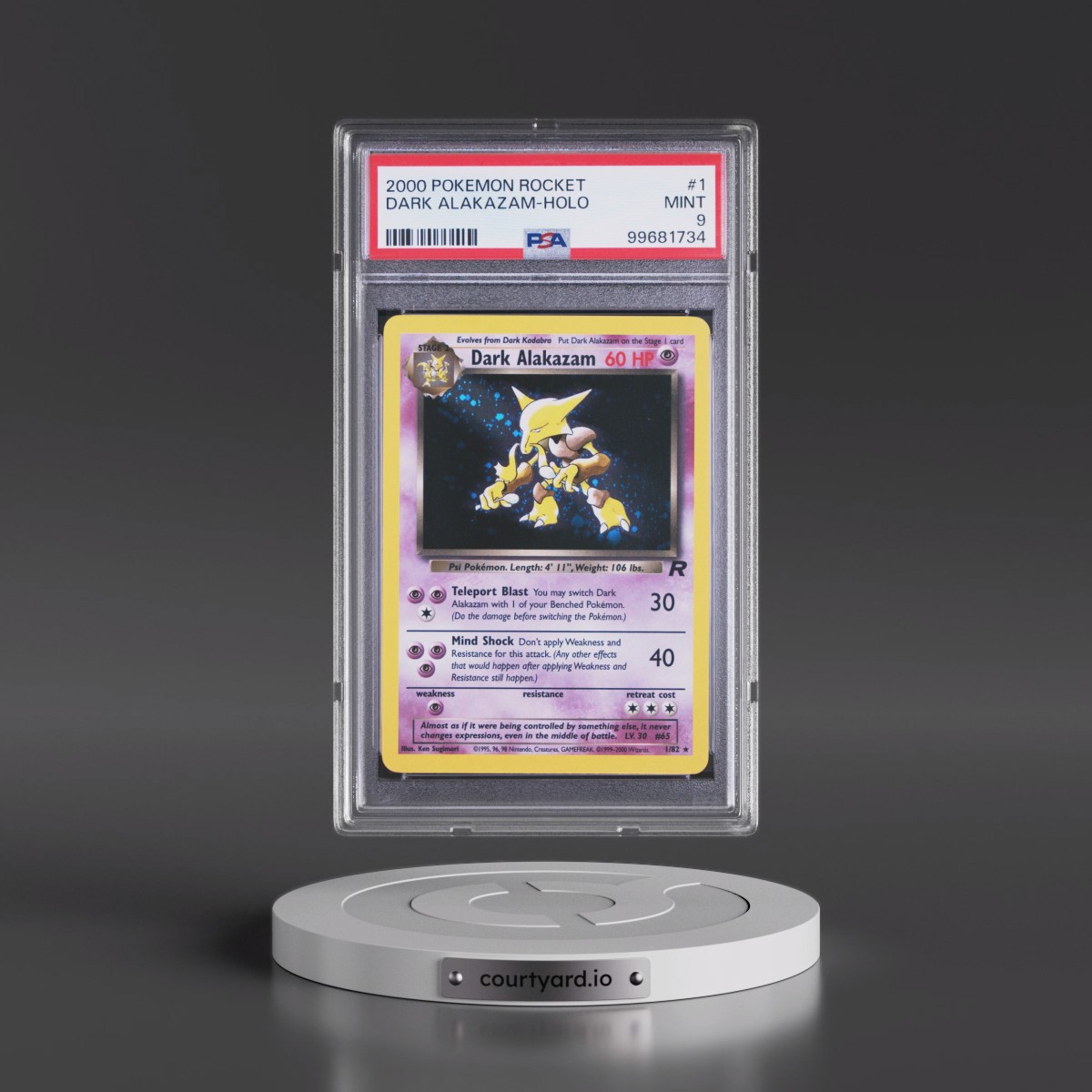 2000 Pokémon Rocket #1 Dark Alakazam - Holo (PSA 9 MINT)