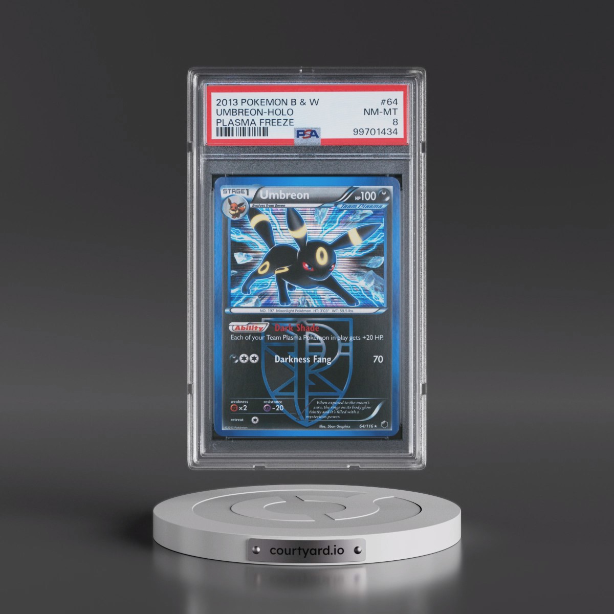 2013 Pokémon Black & White Plasma Freeze #64 Umbreon - Holo (PSA 8 NM-MT)