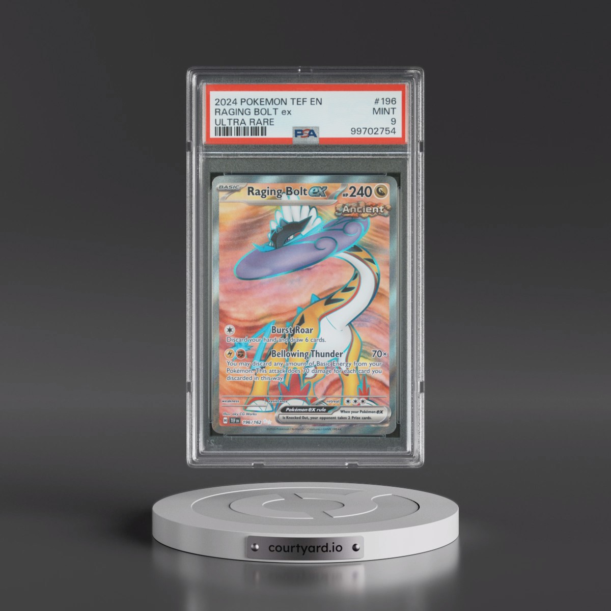 2024 Pokémon Tef EN-Temporal Forces #196 Raging Bolt EX - Holo Ultra Rare (PSA 9 MINT)
