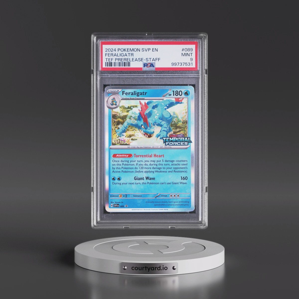 2024 Pokémon Svp EN-SV Black Star Promo #089 Feraligatr - Temporal Forces Prerelease-Staff (PSA 9 MINT)