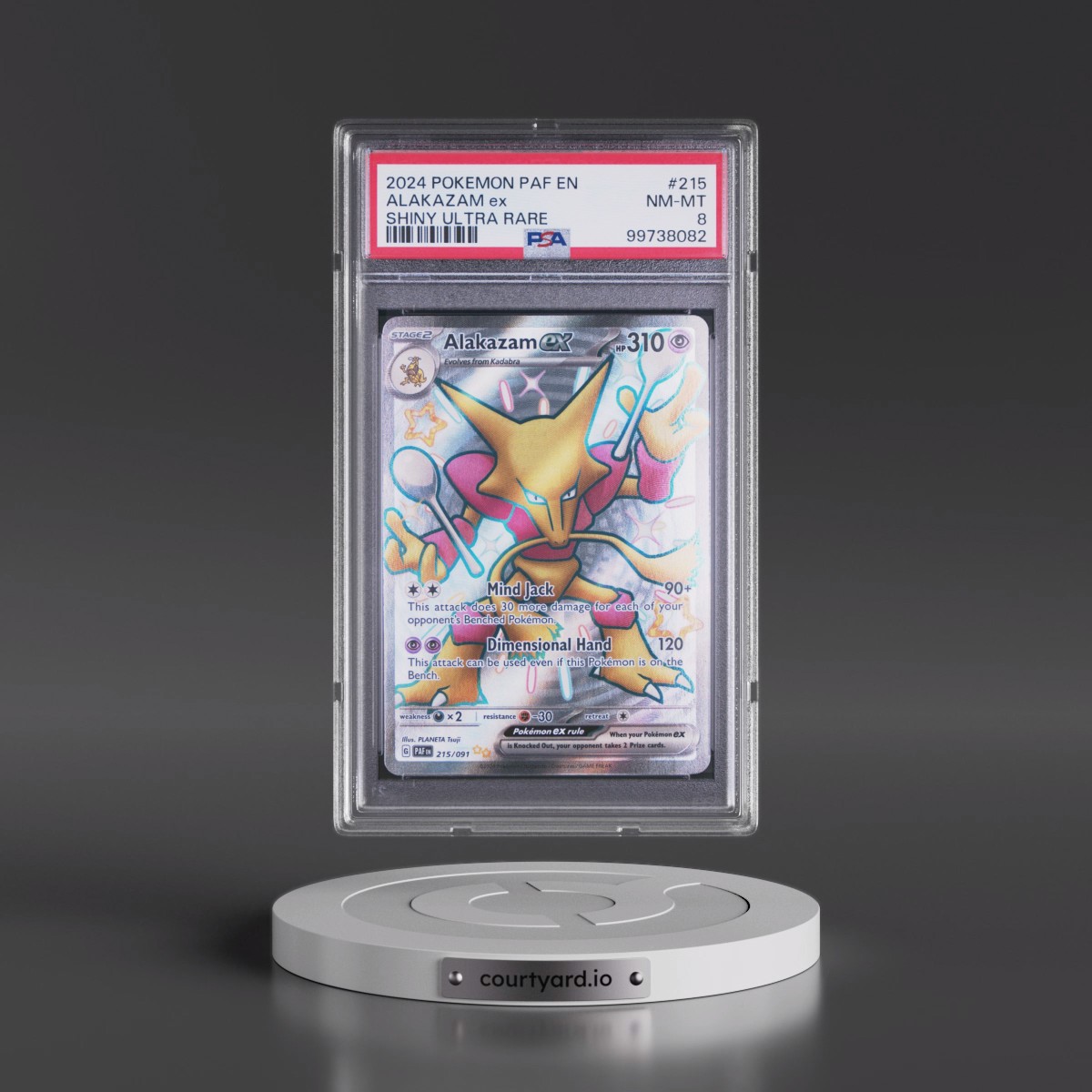 2024 Pokémon Paf EN-Paldean Fates #215 Alakazam EX - Holo Shiny Ultra Rare (PSA 8 NM-MT)