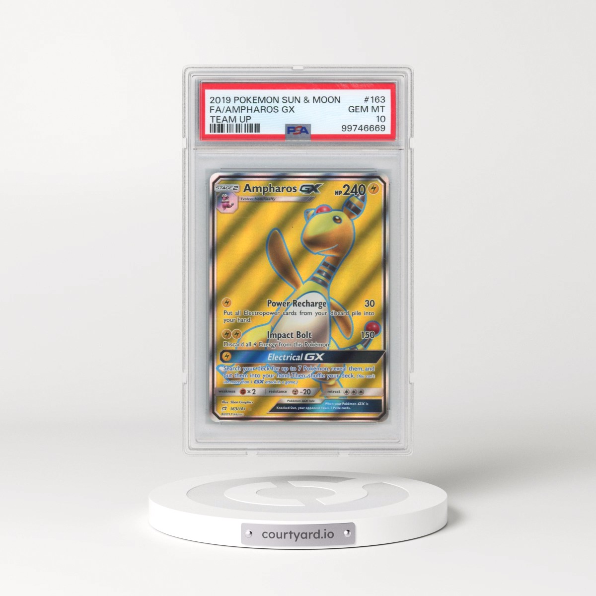 2019 Pokémon Sun & Moon Team Up #163 Ampharos GX - Holo Full Art (PSA 10 GEM MINT)