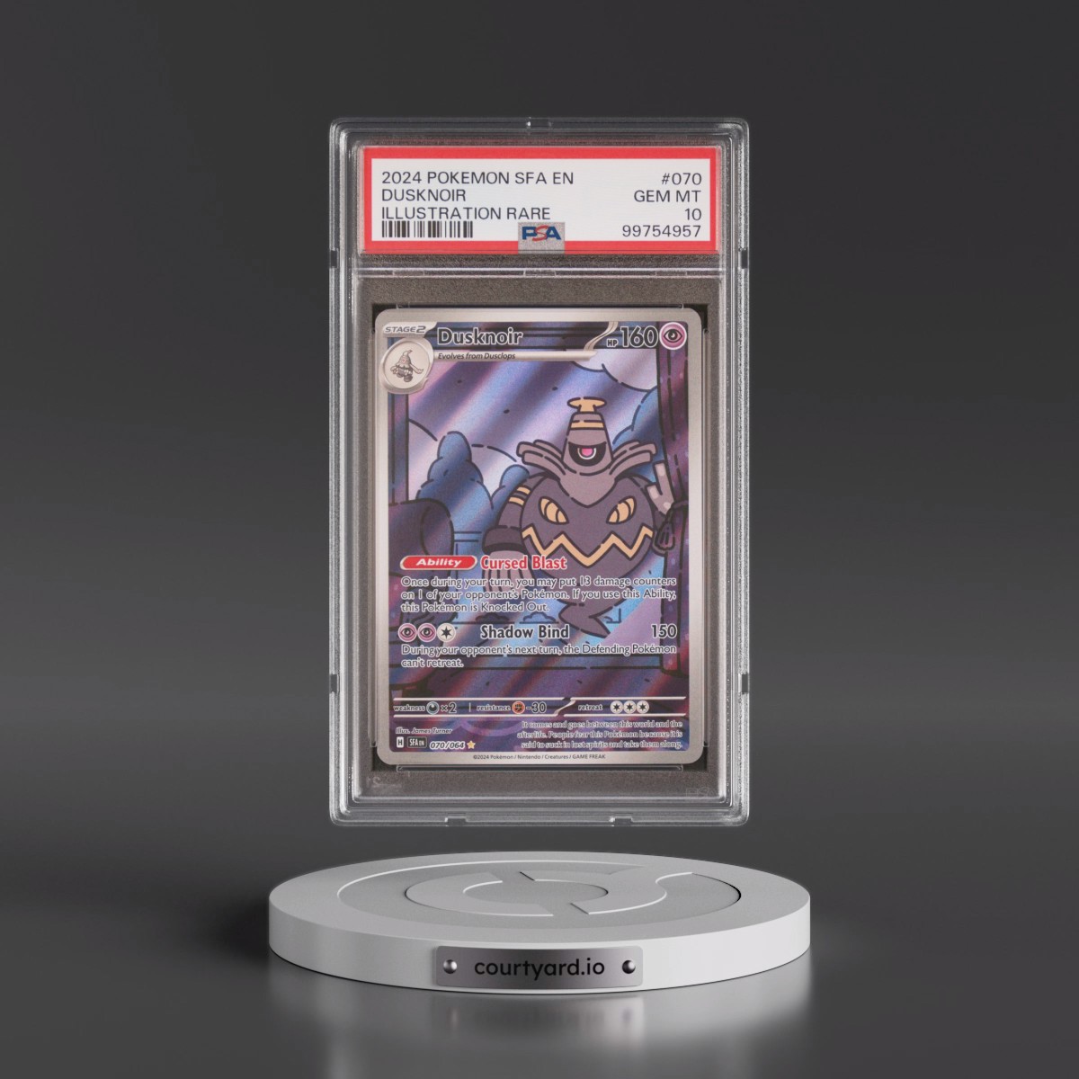 2024 Pokémon Sfa EN-Shrouded Fable #070 Dusknoir - Illustration Rare (PSA 10 GEM MINT)