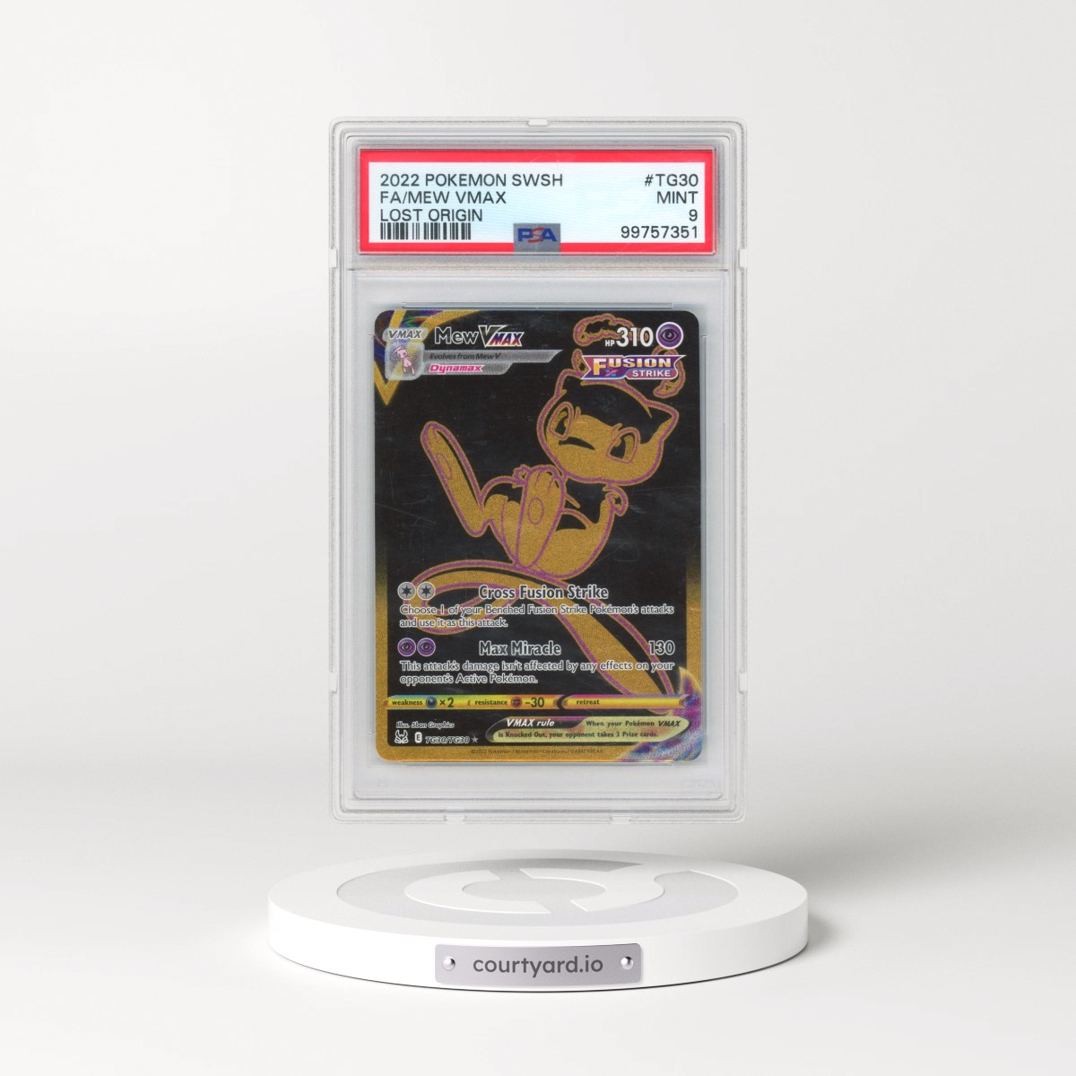 2022 Pokémon Sword & Shield Lost Origin #TG30 Mew Vmax - Full Art (PSA 9 MINT)