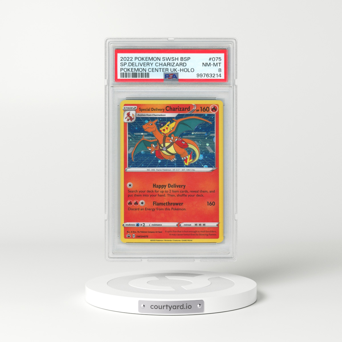 2022 Pokémon Swsh Black Star Promo #075 Special Delivery Charizard - Holo Pokemon Center United Kingdom (PSA 8 NM-MT)