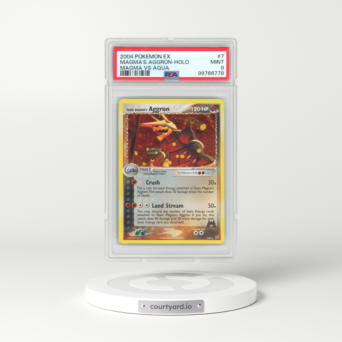 2004 Pokémon EX Team Magma VS Team Aqua #7 Team Magma's Aggron - Holo (PSA 9 MINT)