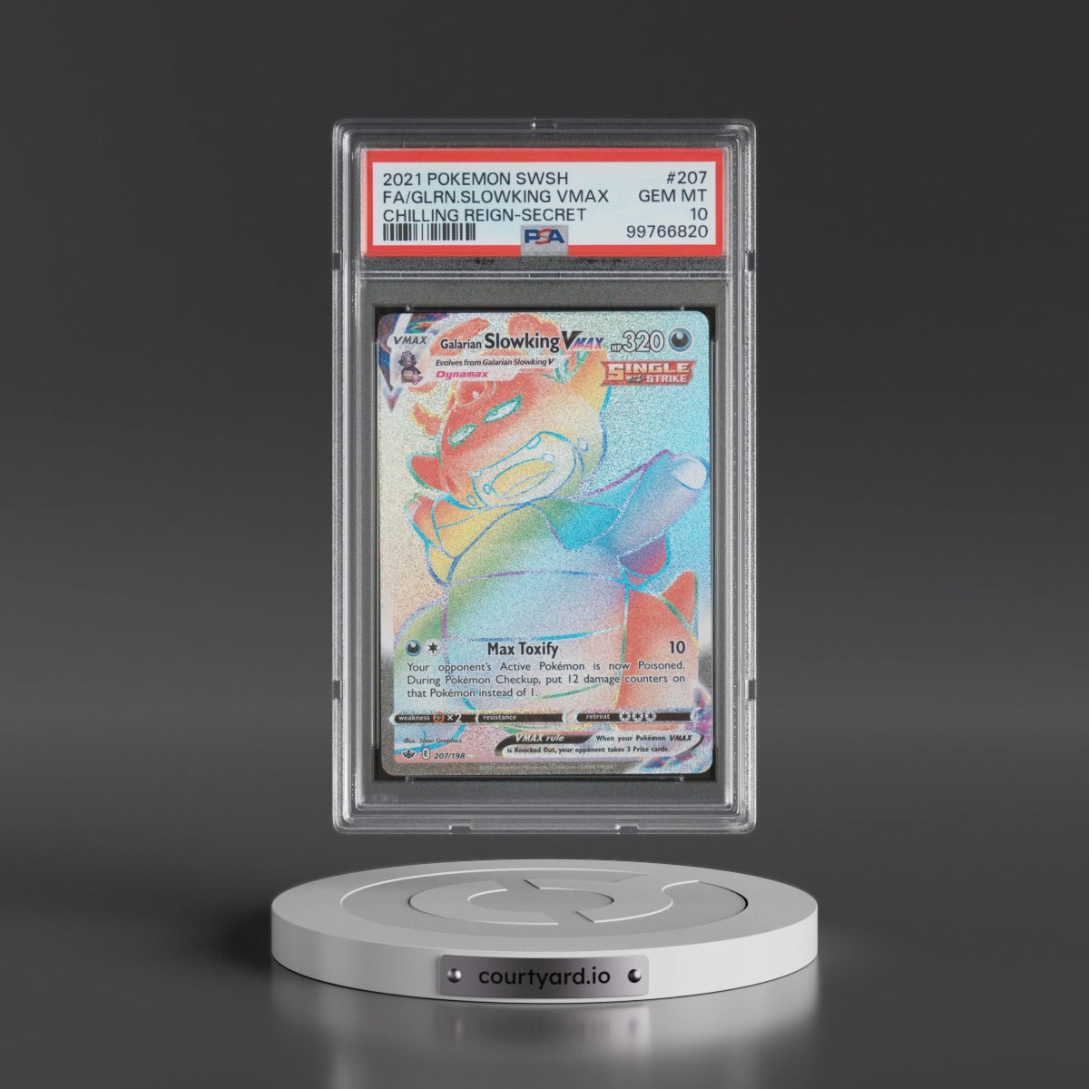 2021 Pokémon Sword & Shield Chilling Reign #207 Galarian Slowking Vmax - Full Art Secret (PSA 10 GEM MINT)
