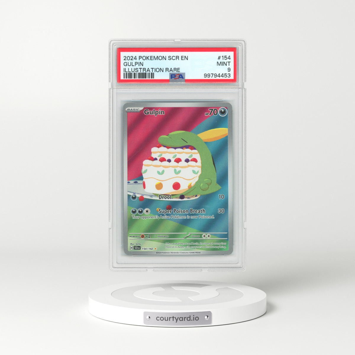 2024 Pokémon Scr EN-Stellar Crown #154 Gulpin - Illustration Rare (PSA 9 MINT)