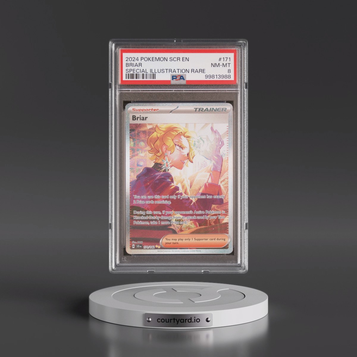 2024 Pokémon Scr EN-Stellar Crown #171 Briar - Special Illustration Rare (PSA 8 NM-MT)