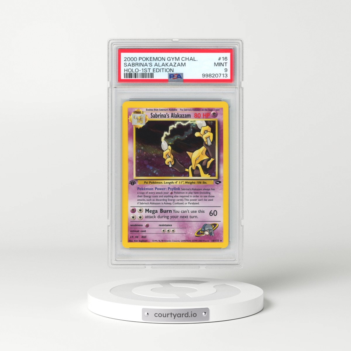 2000 Pokémon Gym Challenge #16 Sabrina's Alakazam - 1st Edition Holo (PSA 9 MINT)
