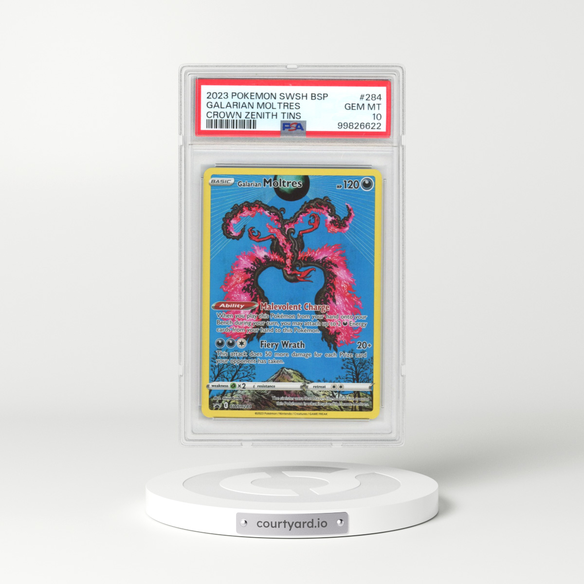 2023 Pokémon Swsh Black Star Promo #284 Galarian Moltres - Crown Zenith Tins (PSA 10 GEM MINT)