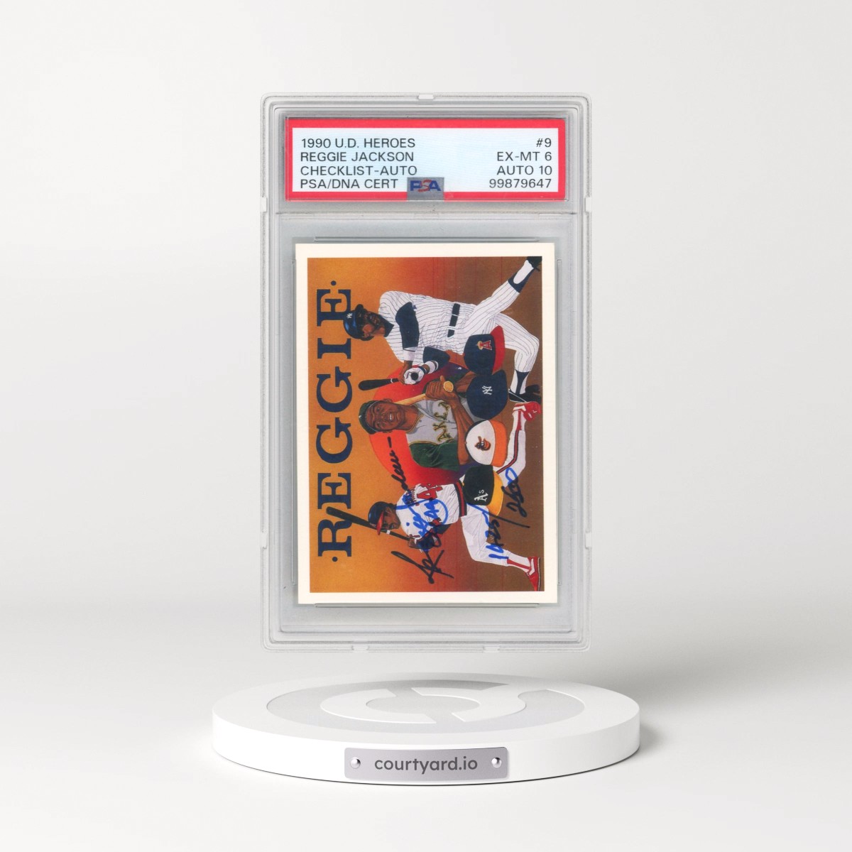 1990 Upper Deck Heroes Reggie Jackson #9 Reggie Jackson - Checklist-Autograph (PSA 6 EX-MT)