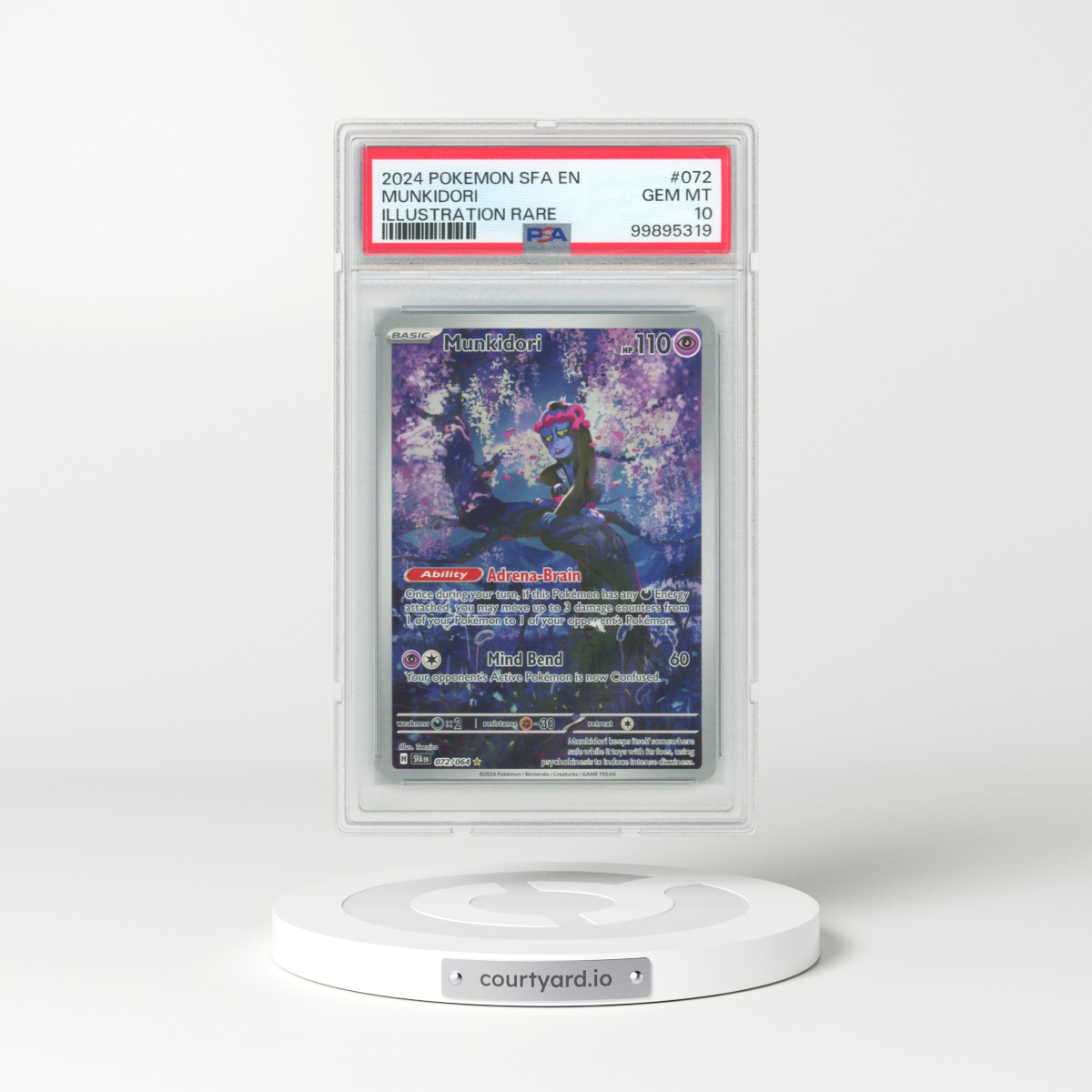 2024 Pokémon Sfa EN-Shrouded Fable #072 Munkidori - Illustration Rare (PSA 10 GEM MINT)