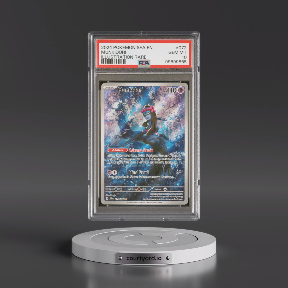 2024 Pokémon Sfa EN-Shrouded Fable #072 Munkidori - Illustration Rare (PSA 10 GEM MINT)