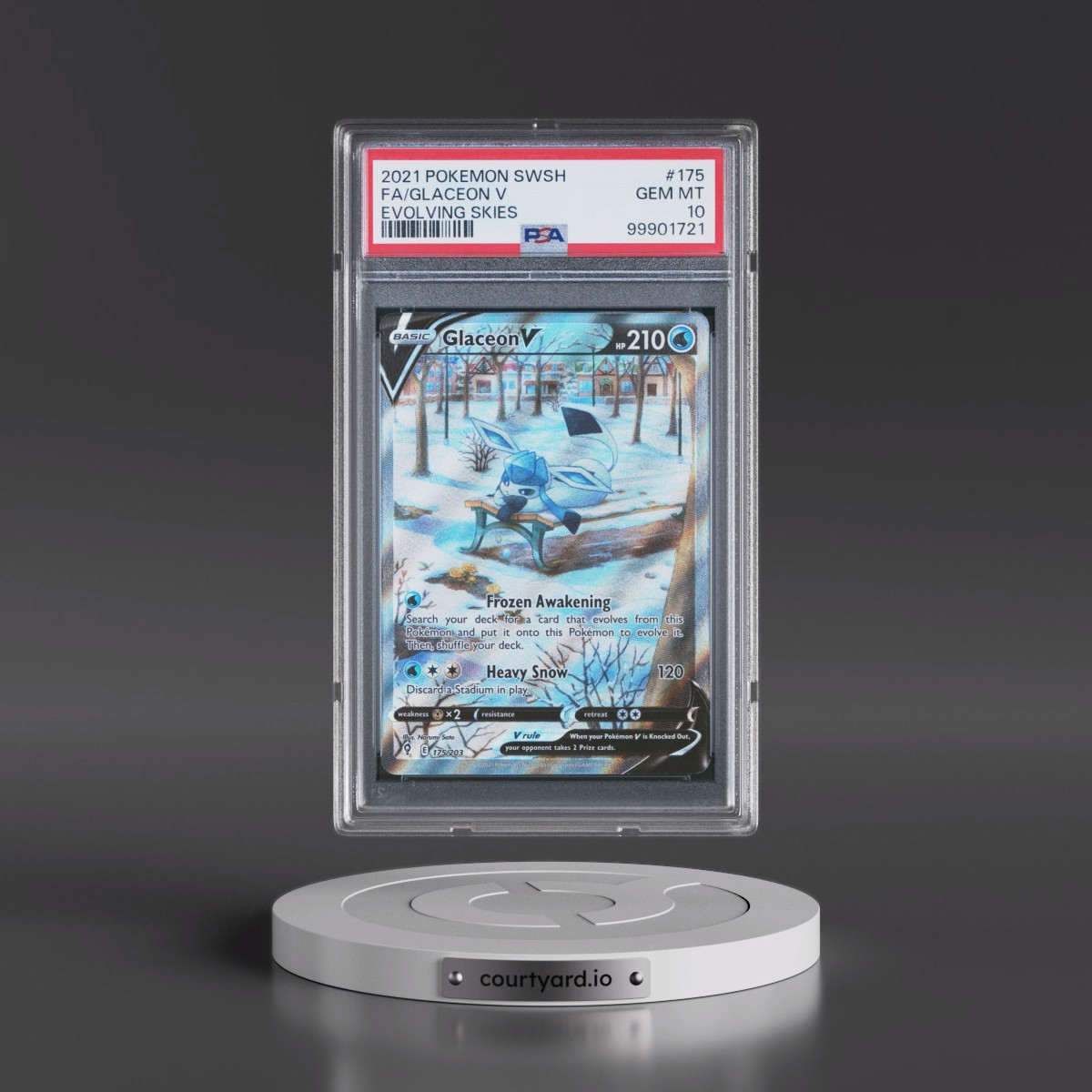 2021 Pokémon Sword & Shield Evolving Skies #175 Glaceon V - Holo Full Art (PSA 10 GEM MINT)