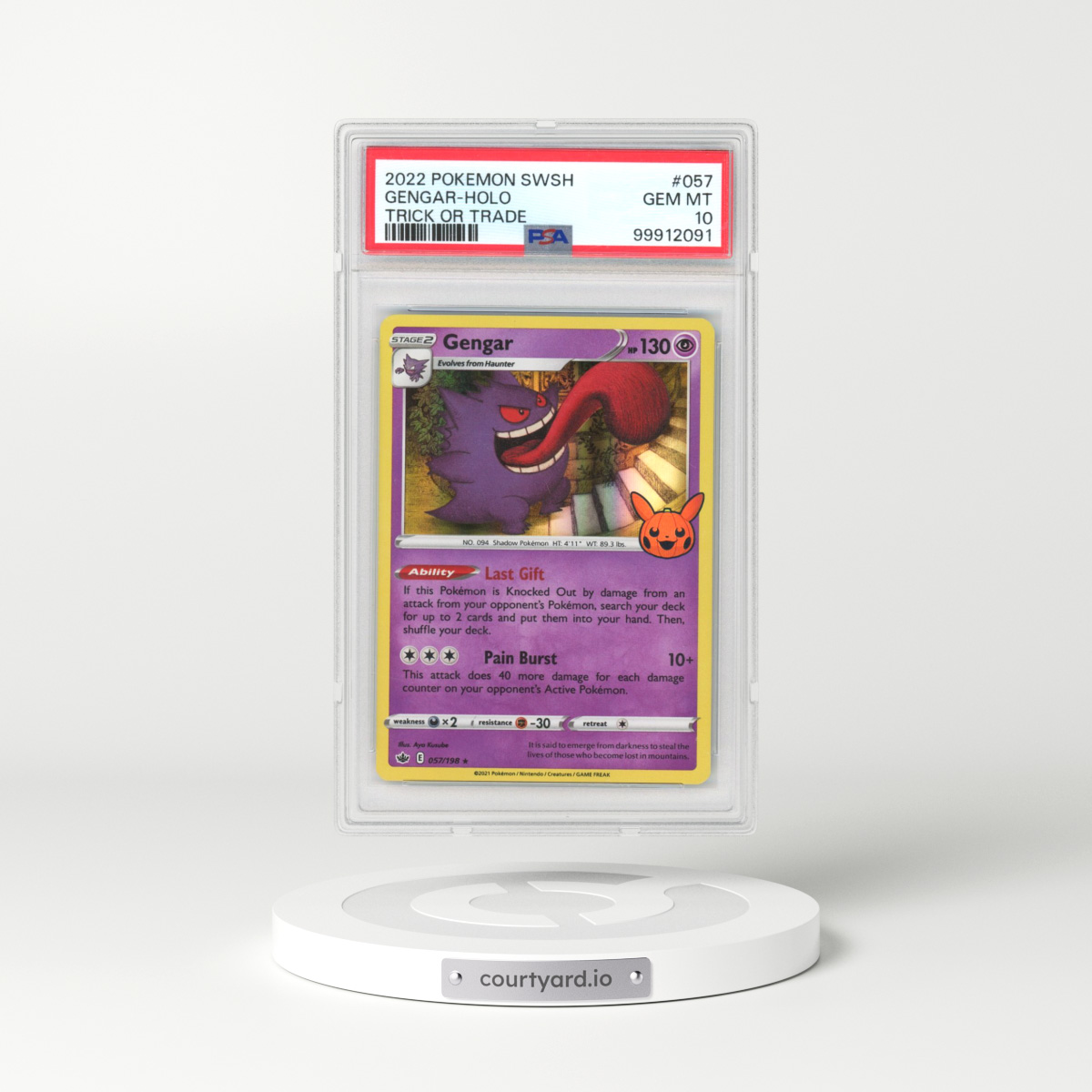 2022 Trick or Trade BOOster #057 Gengar - Holo (Pumpkin Stamp) (PSA 10 GEM MINT)